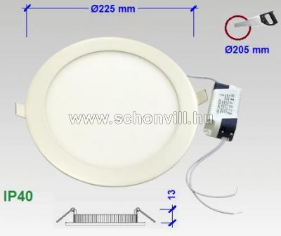 NBB 253400010 RIKI-V LED 240V 18W 3000°K IP40 Ø225x13mm süllyesztett álmennyezeti lámpatest 1.