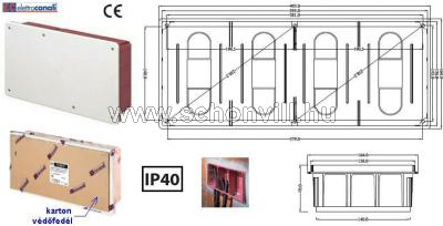 ELETTROCANALI EC350C8P 392x152x70mm süllyesztett kötődoboz + tető IP40, karton védőfedéllel 1.