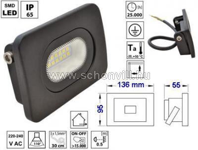 TRACON RSMDL20 SMD fényvető fekete 220-240V AC, 20W, 4000K, IP65, 1500lm, EEI=A 1.