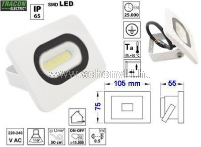 TRACON RSMDLF10 SMD fényvető 10W 4000°K NW fehér 750lm 1.