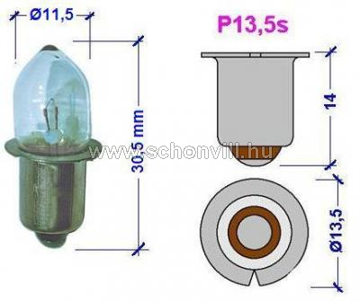 NBB 380080000 K 4,8V 500mA 2,4W P13,5s 11,5x30,5mm 16h Krypton clear zsebizzó 1.