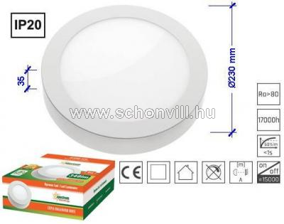 ALGINE ECO LED ROUND 18W LED mennyezeti kerek lámpa, fehér 230V 1200lm Ø230x35mm WW 3000°K IP20 1.