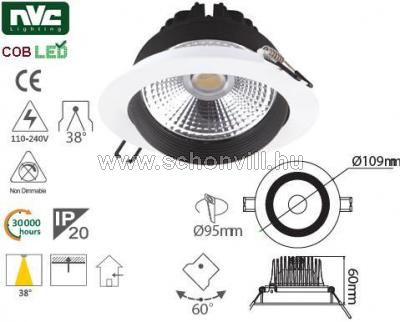 NVC NLED 124D 9W 4000K 38° COB LED-es álmenny. lámpa 230V 9W NW (natur fehér) 600lm IP20 30000h 1.