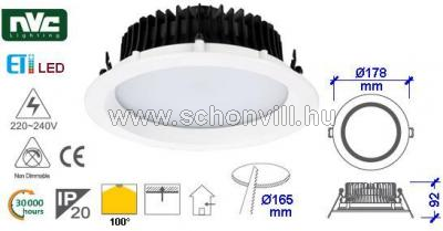 NVC NLED 915A 20W 4000K LED-es álmenny. lámpa 230V 20W NW (natur fehér) 1240lm IP20 30000h Ø178x92mm 1.