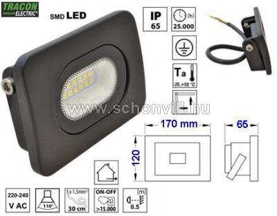 TRACON RSMDL30 SMD fényvető fekete 220-240V 30W 2700lm 4000K IP65 EEI=A 1.