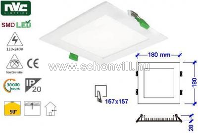 NVC NLED 9306R 20W 4000 LED-es álmenny. lámpa 240V NW (natur fehér) 1250lm IP20 30000h 180x180x28mm 1.