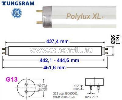 GE 93060905 fénycső 15W 4000°K Ø26x438mm G13 OT FT8/15W/840/GE/SL1/25 Polylux XLR™ HKD-val 1.