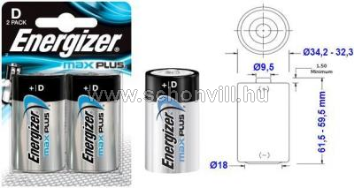 ENERGIZER MAXPlus D LR20 alkáli elem 1,5V 2db/bliszter 1.