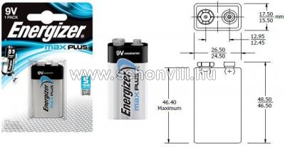 ENERGIZER MAX PLUS EP522 E-BLOCK 6LR61 9V alkáli elem 1db/bliszter 1.