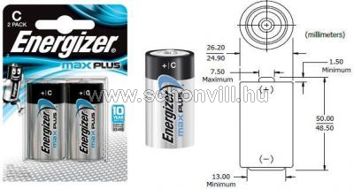 ENERGIZER MAX PLUS C LR14 alkáli elem 1,5V 2db/bliszter 1.