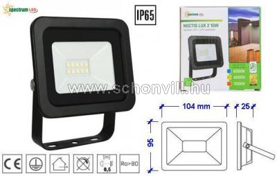 SPECTRUM SLI029037NW NOCTIS LUX 2 SMD LED-es reflektor 230V 10W fekete NW/natúr 800lm IP65 17000h 1.