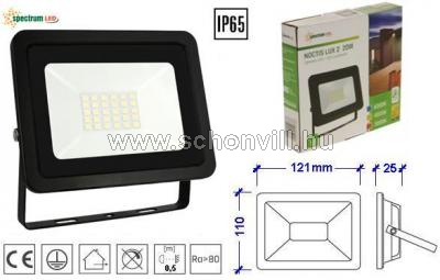 SPECTRUM SLI029038NW NOCTIS LUX 2 SMD LED-es reflektor 230V 20W fekete NW/natúr 1750lm IP65 17000h 1.