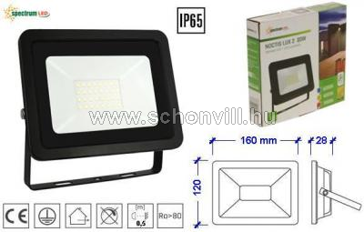 SPECTRUM SLI029039NW NOCTIS LUX 2 SMD LED-es reflektor 230V 30W fekete NW/natúr 2650lm IP65 17000h 1.