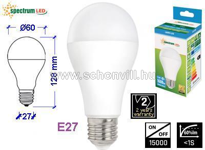 SPECTRUM 14263 SMD LED-es fényforrás, 230V 15W 1600lm E27 CW (hideg fehér) 17000h Ø60x121mm 160° 1.