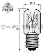 VEZALUX 121645400 30V 165mA E12 T16 világos jelzőizzó 16x45mm 2000h 1.