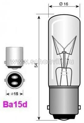 WB 241054 12V 15W Ba15d izzó 2000h T16 Ø16x54mm 1.