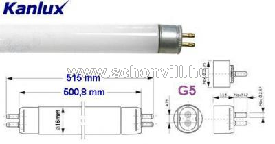 KANLUX 12716 Fénycső T5 13W 4000K 16x517mm G5, HKD-val 1.