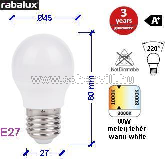 RÁBALUX 1689 SMD-LED E27 G45 8W 900lm 3000K 1.