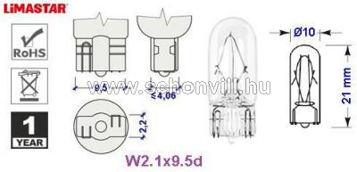 LIMASTAR 901333000 W5W 12V 5W W2,1x9,5d 17177 1.