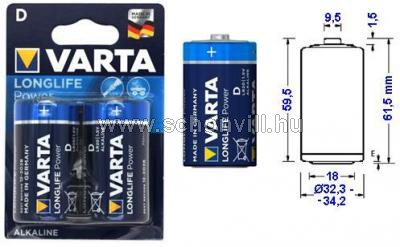 VARTA LONGLIFE POWER 4920 D LR20 1,5V-os góliát elem 2db/bliszter 1.