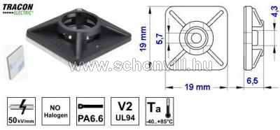 TRACON TALP201 Öntapadós/csavarozható, 4oldalt fűzhető kötegelő talp, fekete 1.