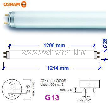 OSRAM 517872 LUMILUX T8 Fénycső 36W 4000K 3350lm hároms. Ø26x1214mm G13 L 36W/840 1.