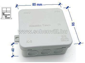 KLACSÁN K-3 kötődoboz 85x85x40mm, szürke, IP54, rögzítőfülekkel 1.