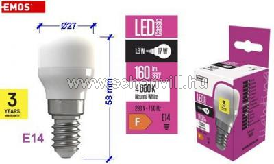 EMOS Z6913 Hűtőszekrény LED-es izzó 230V E14 1,8W(=17W) 160lm NW természetes fehér 4000°K 1.