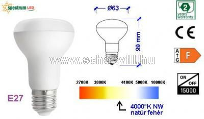 SPECTRUM 14344 LED R63 230V 8W E27 NW 715lm Ø63x99mm 1.