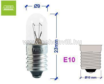 NBB 406006000 12V E10 250mA jelzőizzó Ø9x23 mm 1.