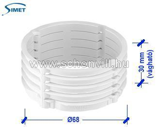 Vakolatkiegyenlítő gyűrű PVC csavaros 6mm-enként vágható 30mm süllyesztett 60mm-átm 1.