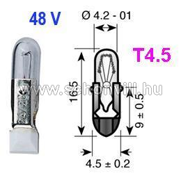 WB 241088 48V 20mA T4.5 miniatűr telefonizzó Ø4,5x16,5mm 1.