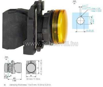 SCHNEIDER XB5AVM5 LED-es jelzőlámpa, sárga, 230V AC 1.