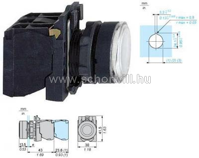 SCHNEIDER XB5AW31M5 LED-es világító nyomógomb, fehér, 230V 1.