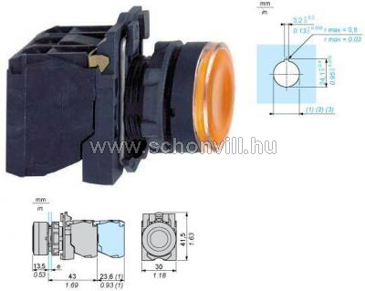 SCHNEIDER XB5AW35B5 LED-es világító nyomógomb, sárga, 24V 1.