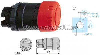 SCHNEIDER ZB5AS834 Vészgomb fej, átm:30mm, piros 1.