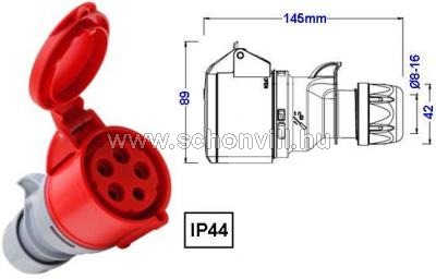 KOPP 182301001 Ipari CEE lengőcsatlakozó 5x16A TWIST IP44 1.