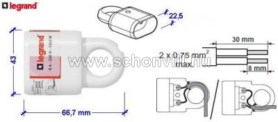 LEGRAND 050166 2P csatlakozóaljzat 6A, fehér műanyag 1.