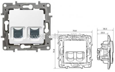 Niloé 2xRJ45 Cat6 UTP aljzat köröm nélkül fehér 1.
