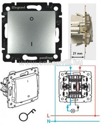 Legrand 770102 Valena kétpólusú kapcsoló betét alumínium színű (keret nélkül) 1.
