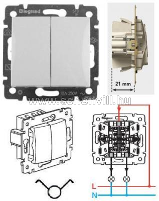 Legrand 770105 Valena csillárkapcsoló betét alumínium színű (keret nélkül) 1.
