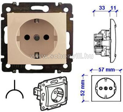 Legrand 774320 Valena 2P+F csatlakozóaljzat betét 16A elefántcsont szín (keret nélkül) 1.