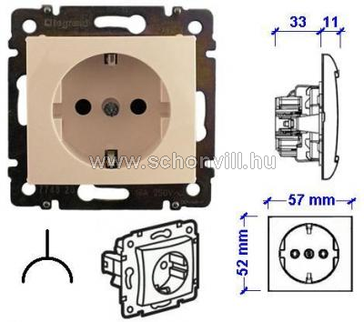 Legrand 774321 Valena 2P+F csatlakozóaljzat gyermekvédelemmel, 16A elefántcsont színű (keret nélkül) 1.