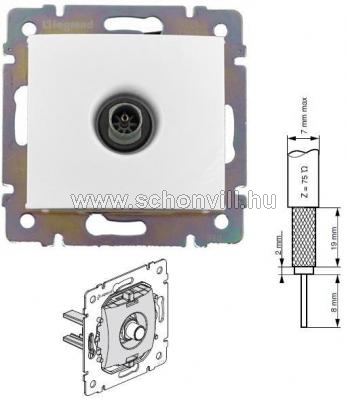 Legrand 774431 Valena TV antenna-csatlakozóaljzat átmenő, 1,5/14dB fehér (keret nélkül) 1.