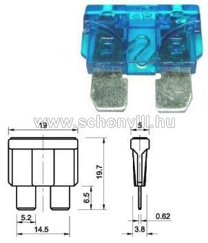 Autó biztositék késes 15A 19x13mm ATO 19,1x5,1x18,5mm 1.
