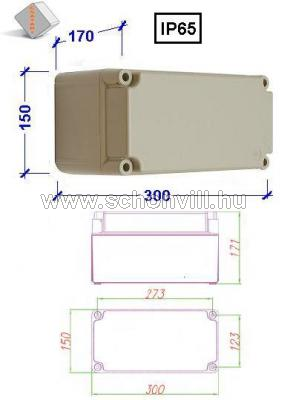 CSATÁRI PVT 1530 NÁF üres, nem átlátszó fedéllel 300x150x170mm IP67 CSP3110000 1.