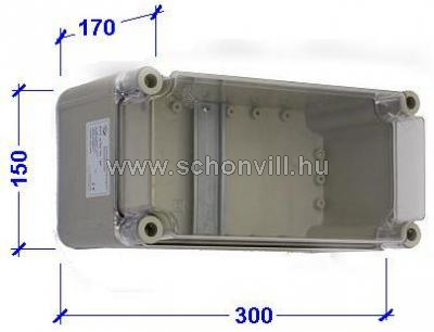 Csatári PVT 1530 FO kábelfogadó kalapsínnel 150x300x170mm IP65 átlátszó fedéllel 1.