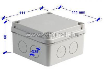 IDE EX111 Kötődoboz 111x111x68mm IP55 kitörhető kábelbevezető furatokkal 1.