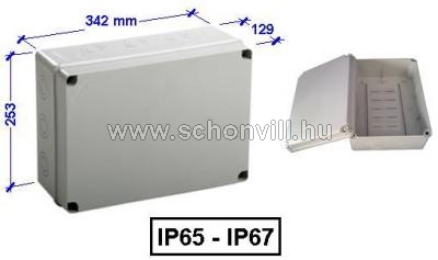 IDE EX322 Kötődoboz 342x253x129mm IP65-67 kitörhető kábelbevezető furatokkal 1.