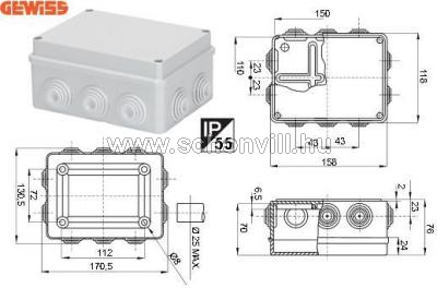 GEWISS GW44006 150x110x70mm IP55 kötődoboz 1.